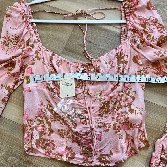 FREE PEOPLE Hilary Printed Top Pink Combo Size Small - Picture 10 of 12